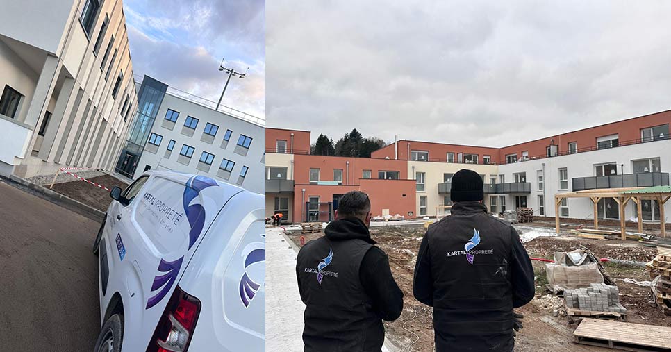 Agents de propreté de Kartal Propreté en action sur différents chantiers de nettoyage post-construction, alliant efficacité et précision.